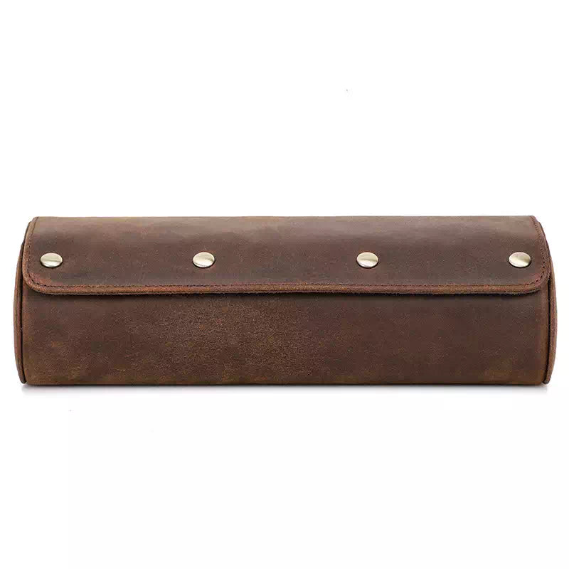 Modern leather watch roll-up case