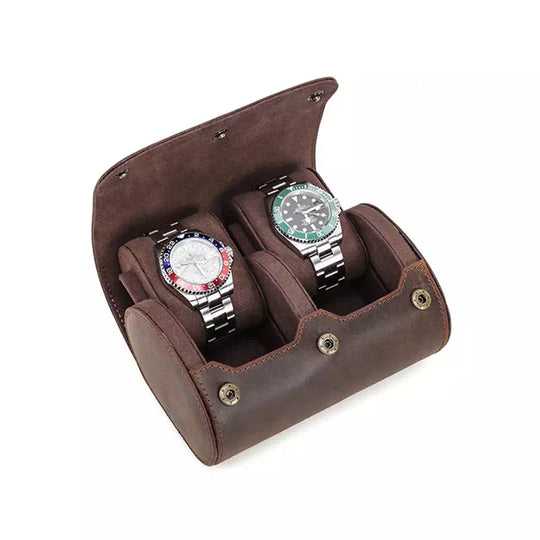 Compact leather watch organizer for travel