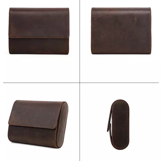 Leather watch roll pouch for stylish organization