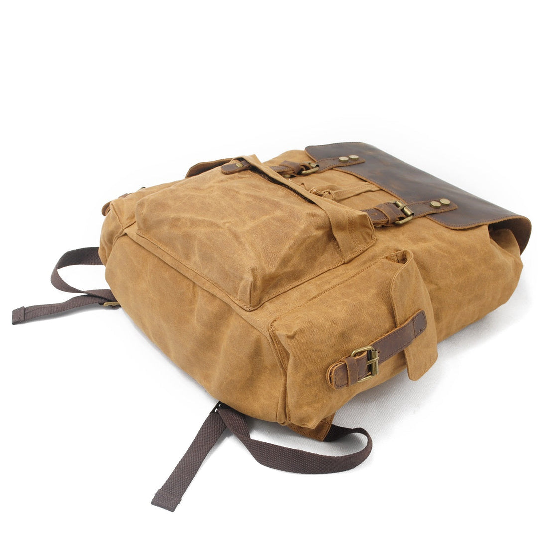 Waxed Canvas Backpack – Durable, Water-Resistant Bag with Classic Style - Leather Purse Backpack