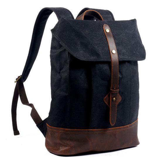 Classic Wax Canvas Backpack for Urban and Outdoor Use - Leather Purse Backpack