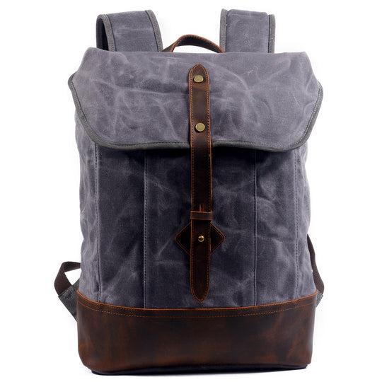 Classic Wax Canvas Backpack for Urban and Outdoor Use - Leather Purse Backpack