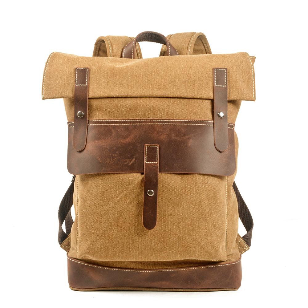 Stylish Waxed Cotton Backpack for Urban and Outdoor Use - Leather Purse Backpack