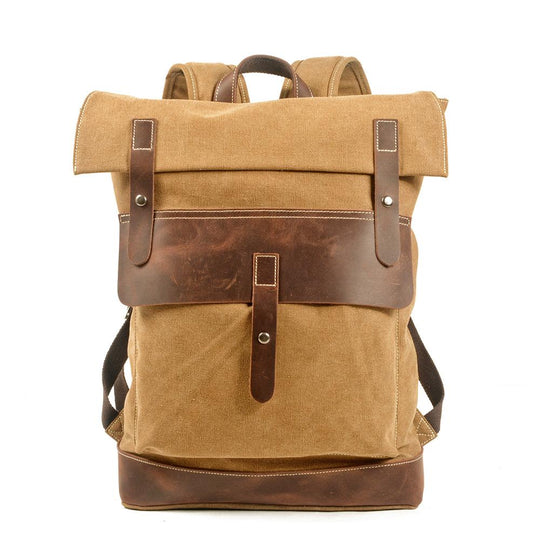 Stylish Waxed Cotton Backpack for Urban and Outdoor Use - Leather Purse Backpack