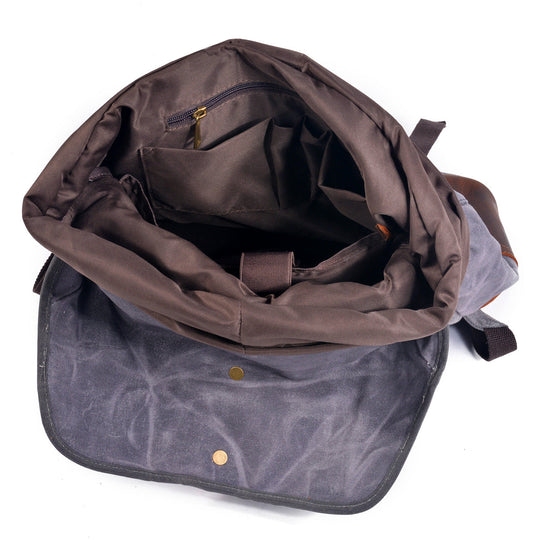 Classic Wax Canvas Backpack for Urban and Outdoor Use - Leather Purse Backpack