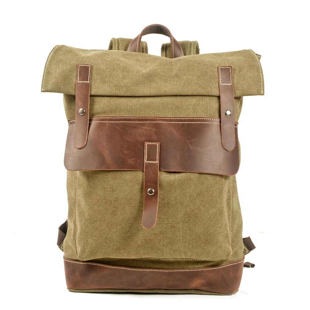 Stylish Waxed Cotton Backpack for Urban and Outdoor Use - Leather Purse Backpack