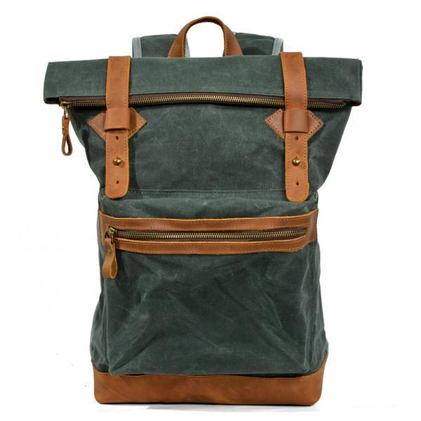 Waxed Canvas Bag – Durable, Water-Resistant Travel Tote with Vintage Charm - Leather Purse Backpack