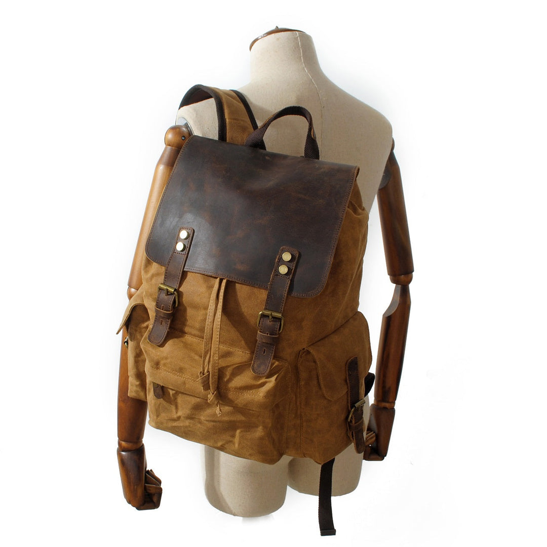 Waxed Canvas Backpack – Durable, Water-Resistant Bag with Classic Style - Leather Purse Backpack