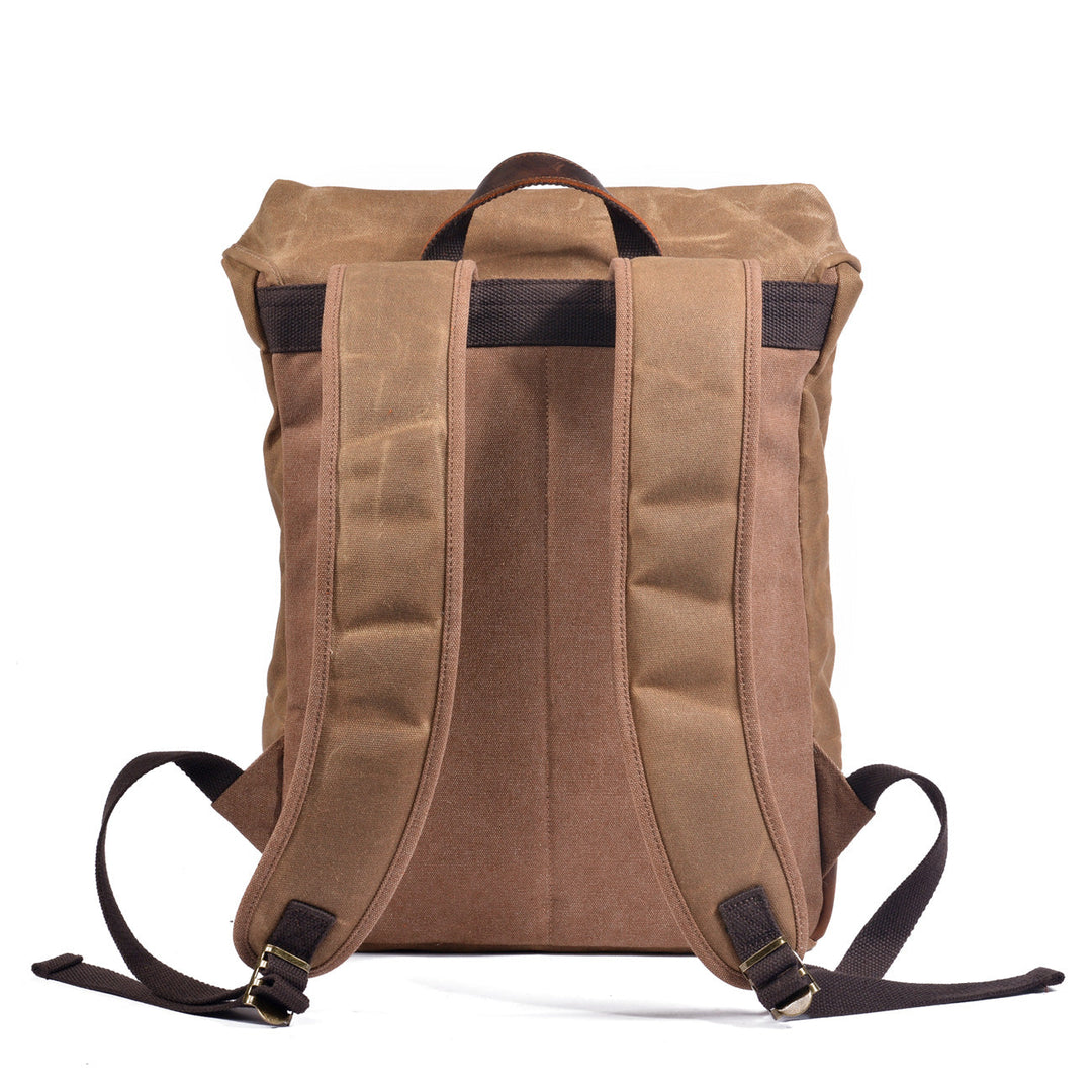 Classic Wax Canvas Backpack for Urban and Outdoor Use - Leather Purse Backpack