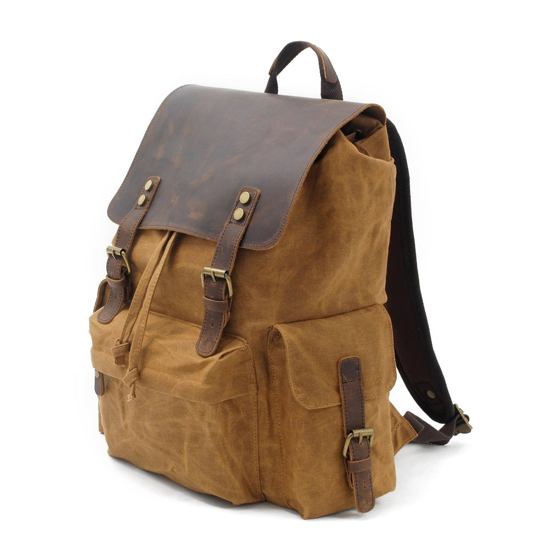 Waxed Canvas Backpack – Durable, Water-Resistant Bag with Classic Style - Leather Purse Backpack