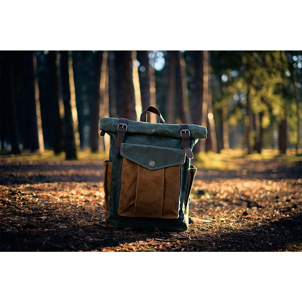 canvas leather roll top backpack Functional Waxed Canvas Roll Top Backpack for All Occasions Green Army
