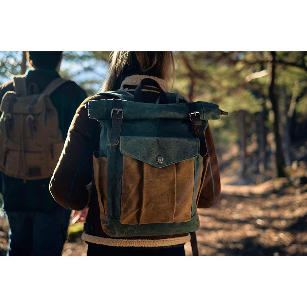 Functional Waxed Canvas Roll Top Backpack for All Occasions