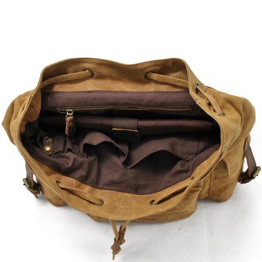 Waxed Canvas Backpack – Durable, Water-Resistant Bag with Classic Style - Leather Purse Backpack