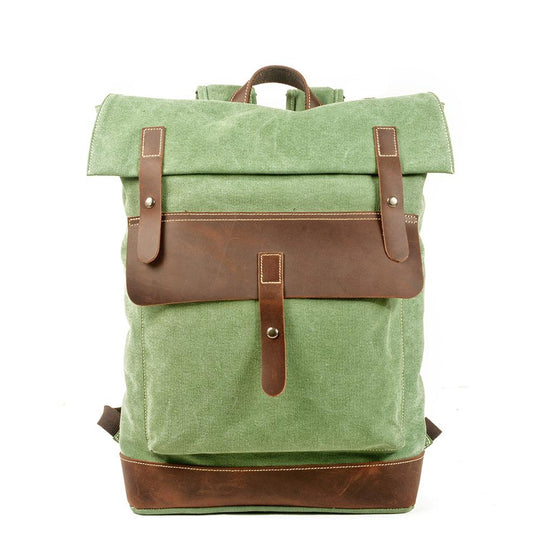 Stylish Waxed Cotton Backpack for Urban and Outdoor Use - Leather Purse Backpack