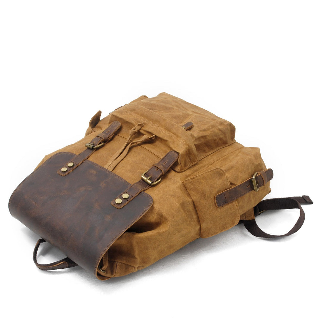 Waxed Canvas Backpack – Durable, Water-Resistant Bag with Classic Style - Leather Purse Backpack