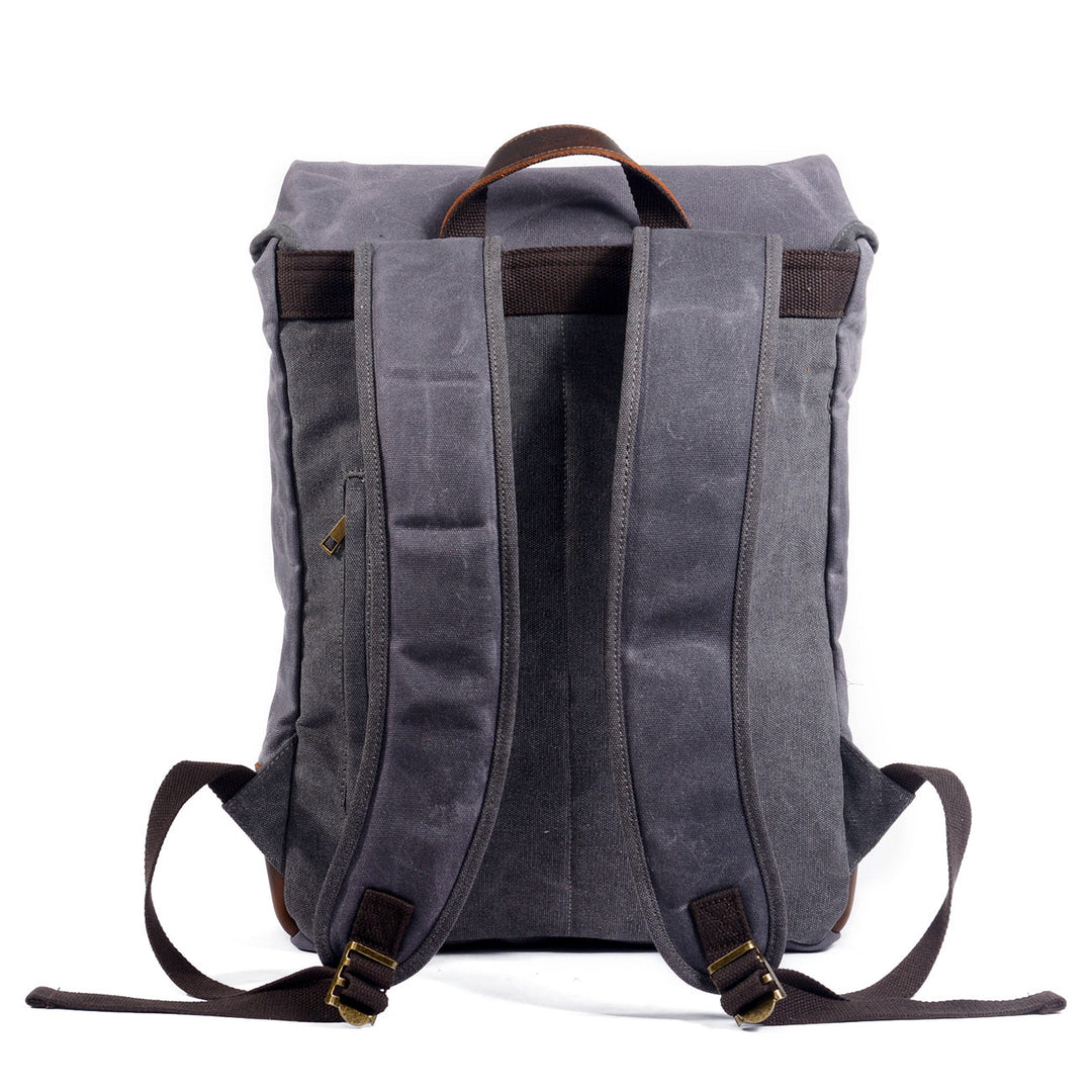 Classic Wax Canvas Backpack for Urban and Outdoor Use - Leather Purse Backpack