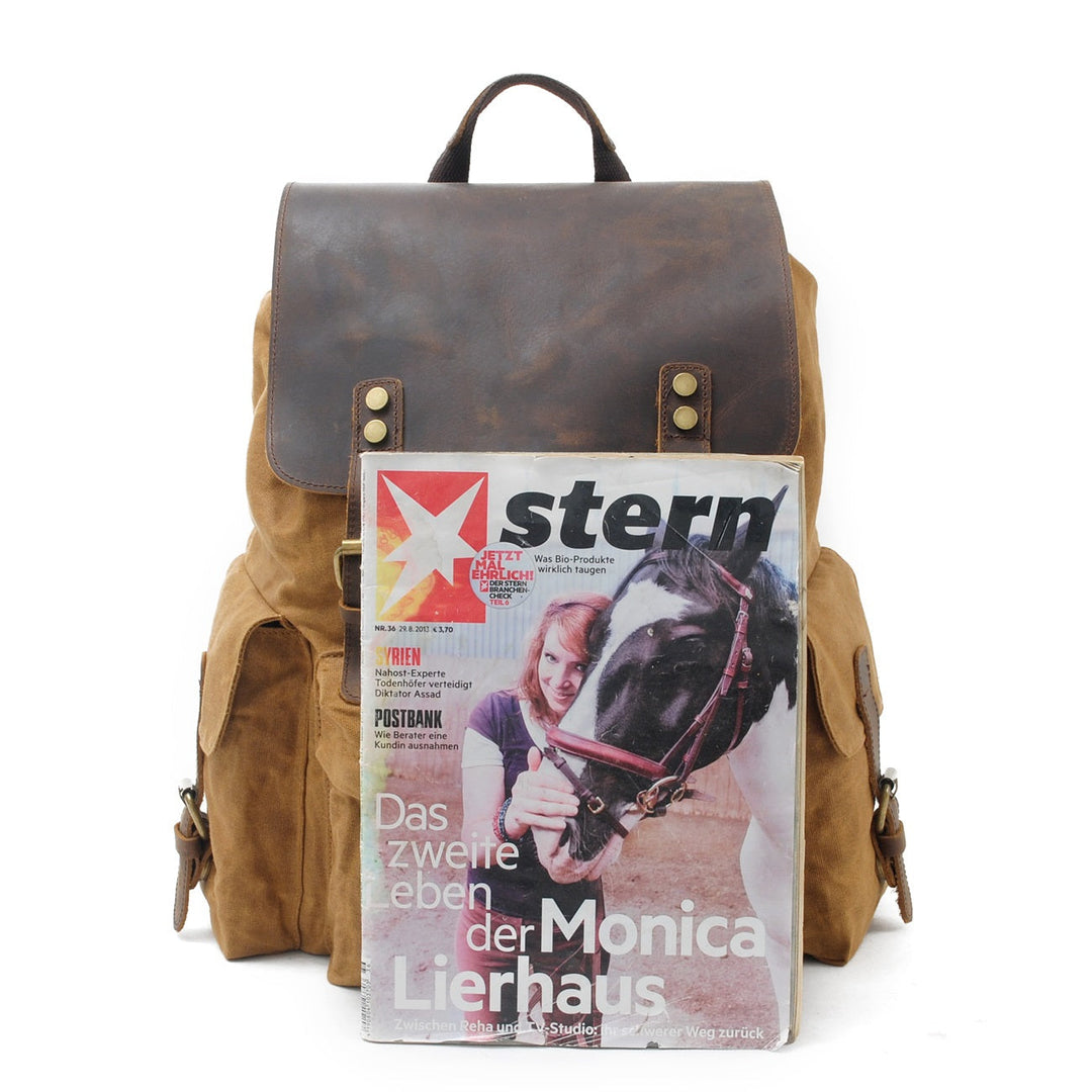 Waxed Canvas Backpack – Durable, Water-Resistant Bag with Classic Style - Leather Purse Backpack