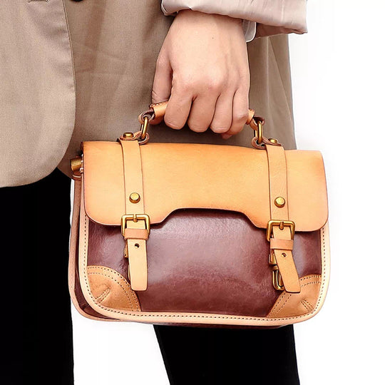Unique vegetable-tanned leather satchel design