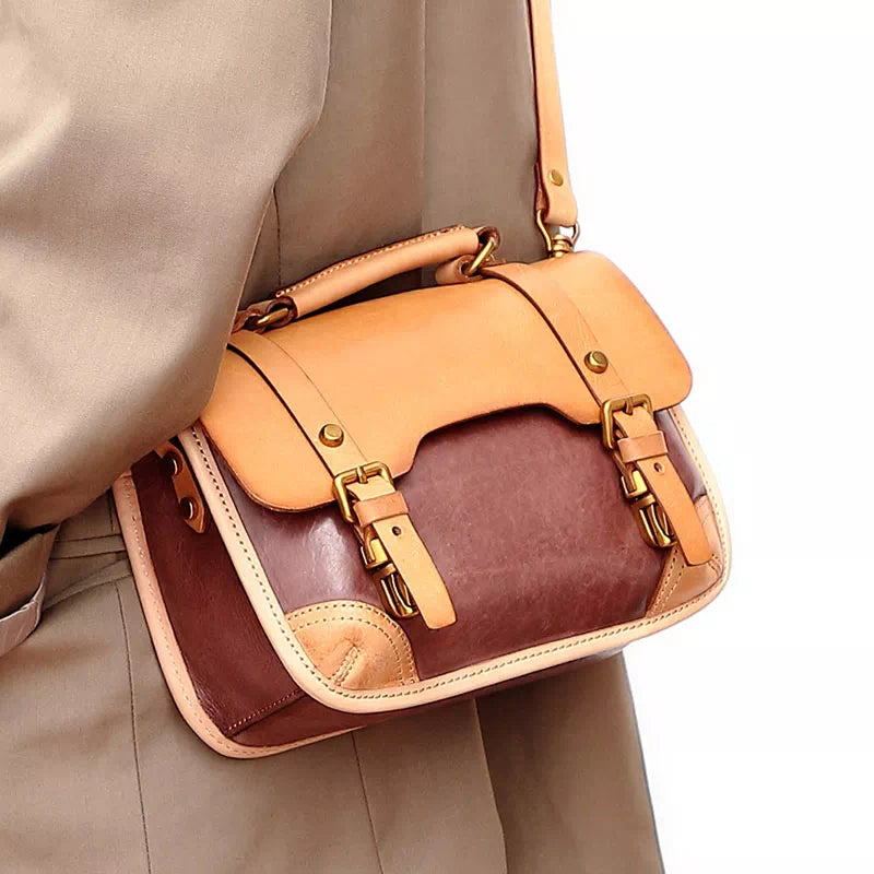 Chic and stylish vegetable-tanned leather satchel