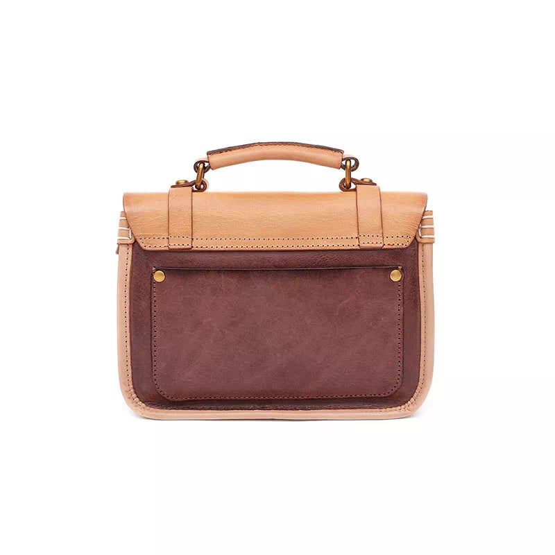 Exclusive design satchel with vegetable-tanned leather