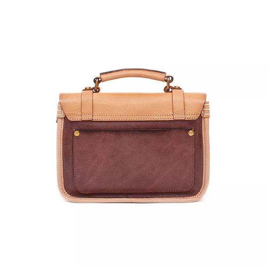 Exclusive design satchel with vegetable-tanned leather