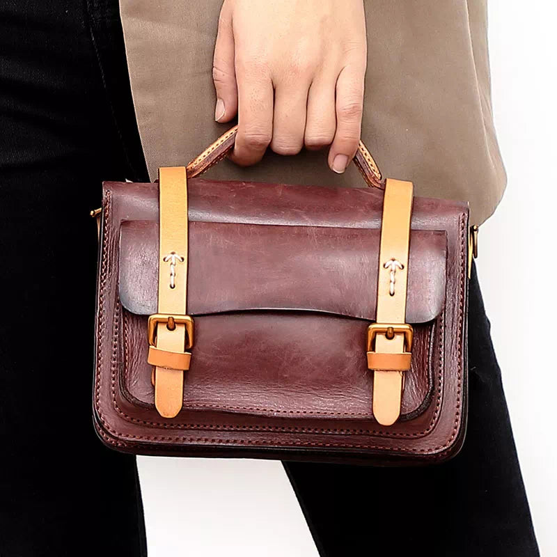 High-quality mini satchel purse in leather