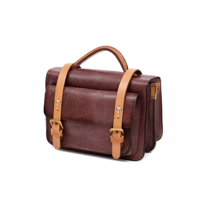 Chic compact leather satchel purse