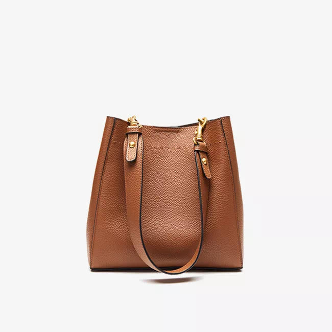 Women's Leather Shoulder Bucket Bag