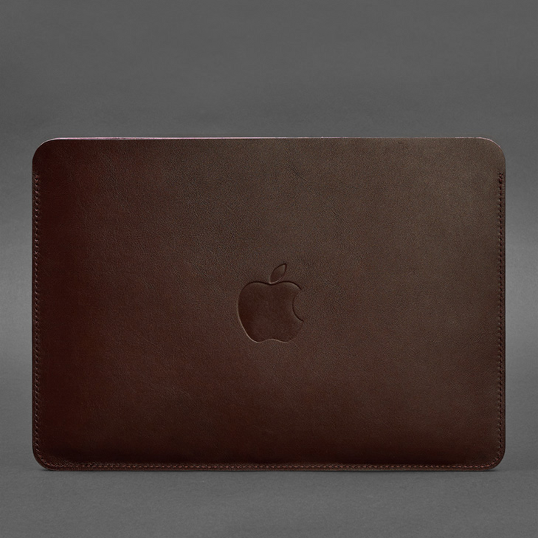 dark brown leather sleeve for macbook pro 14