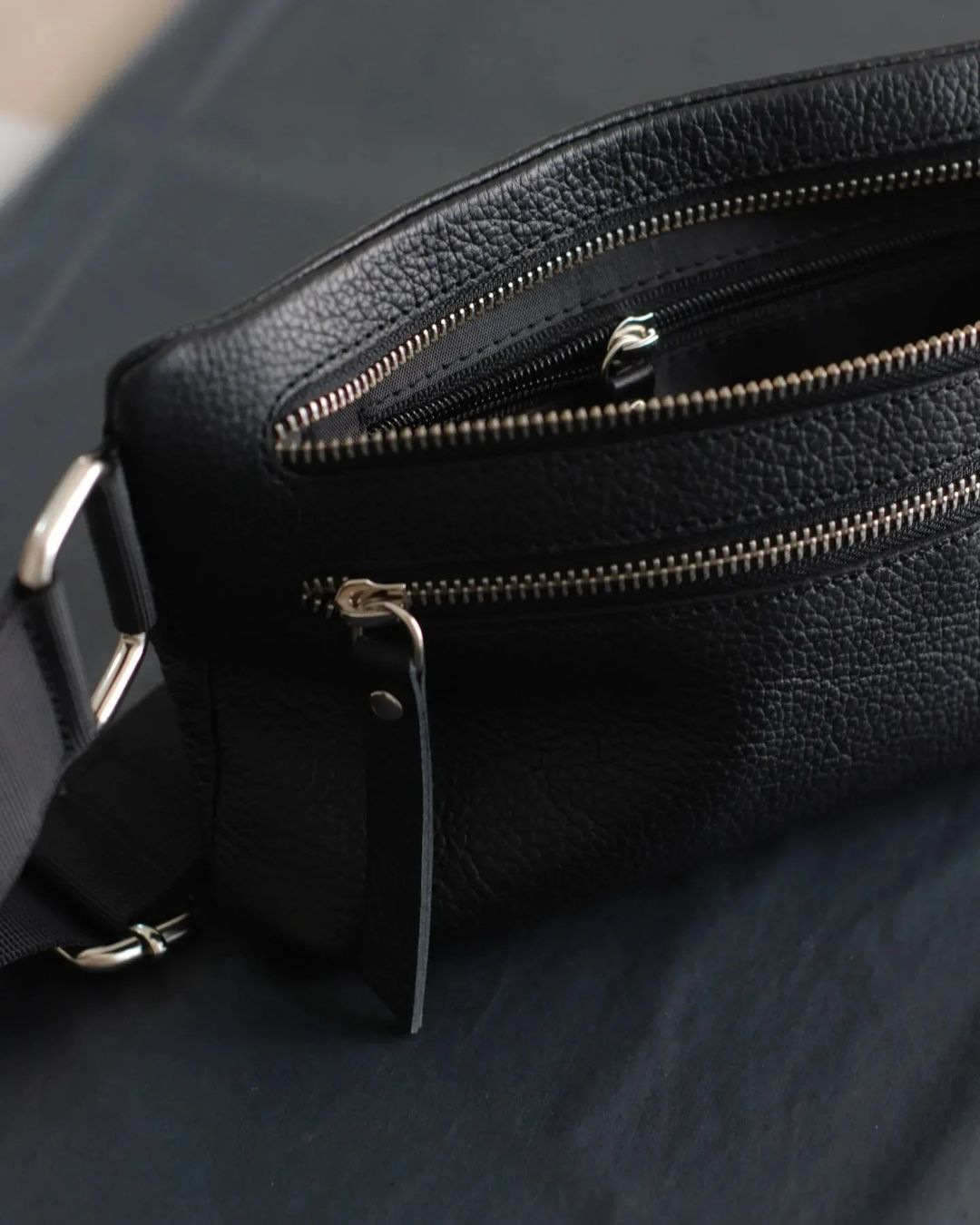 Black Leather Chest Bag