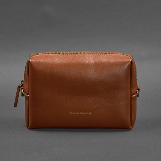 Natural leather cosmetic bag 