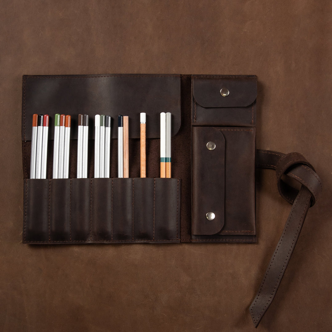 Pencil Roll, Leather Pencil Roll