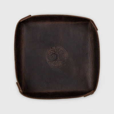 Traditional leather valet tray
