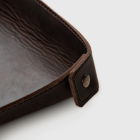 Brown Genuine Leather Valet Tray