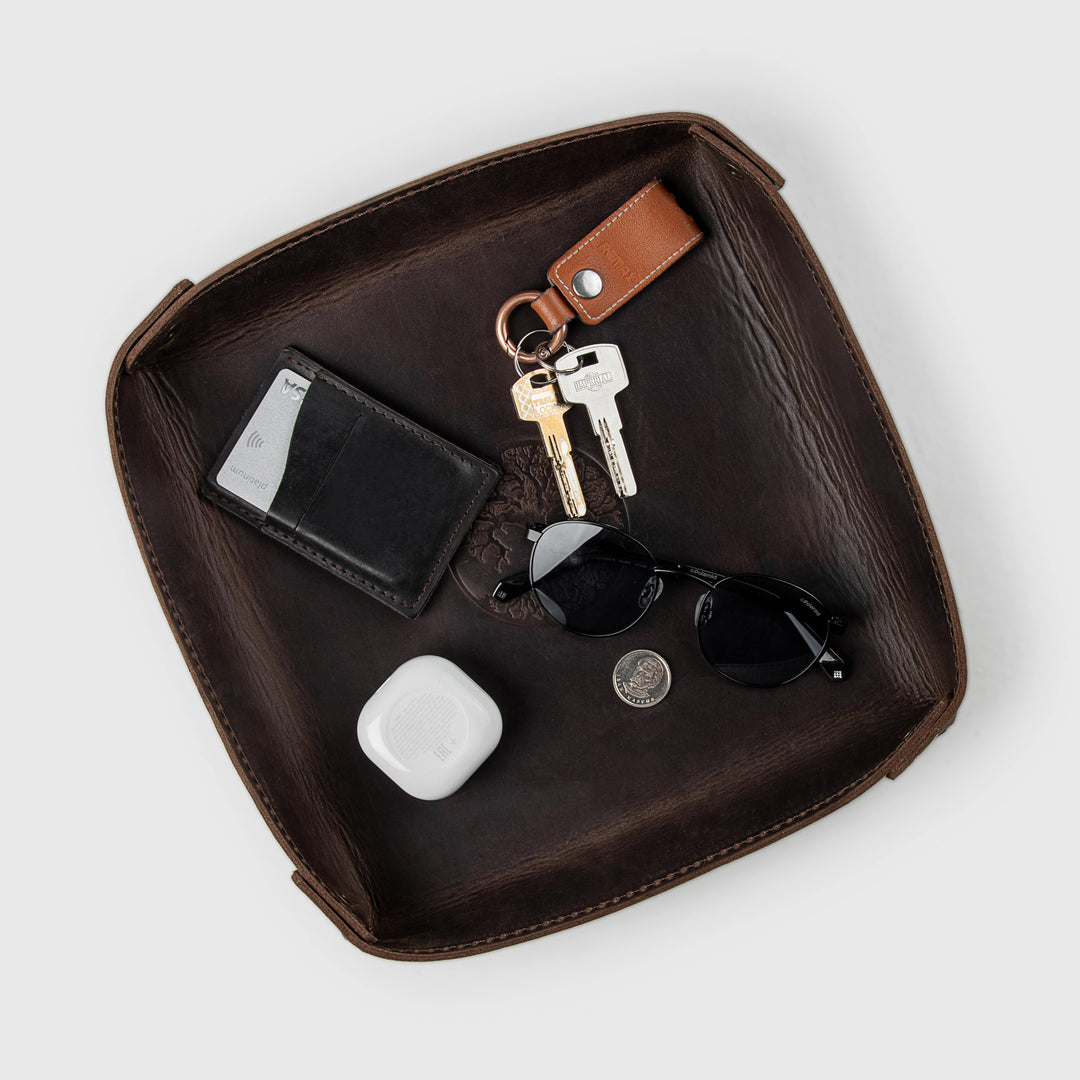 Mens leather valet tray