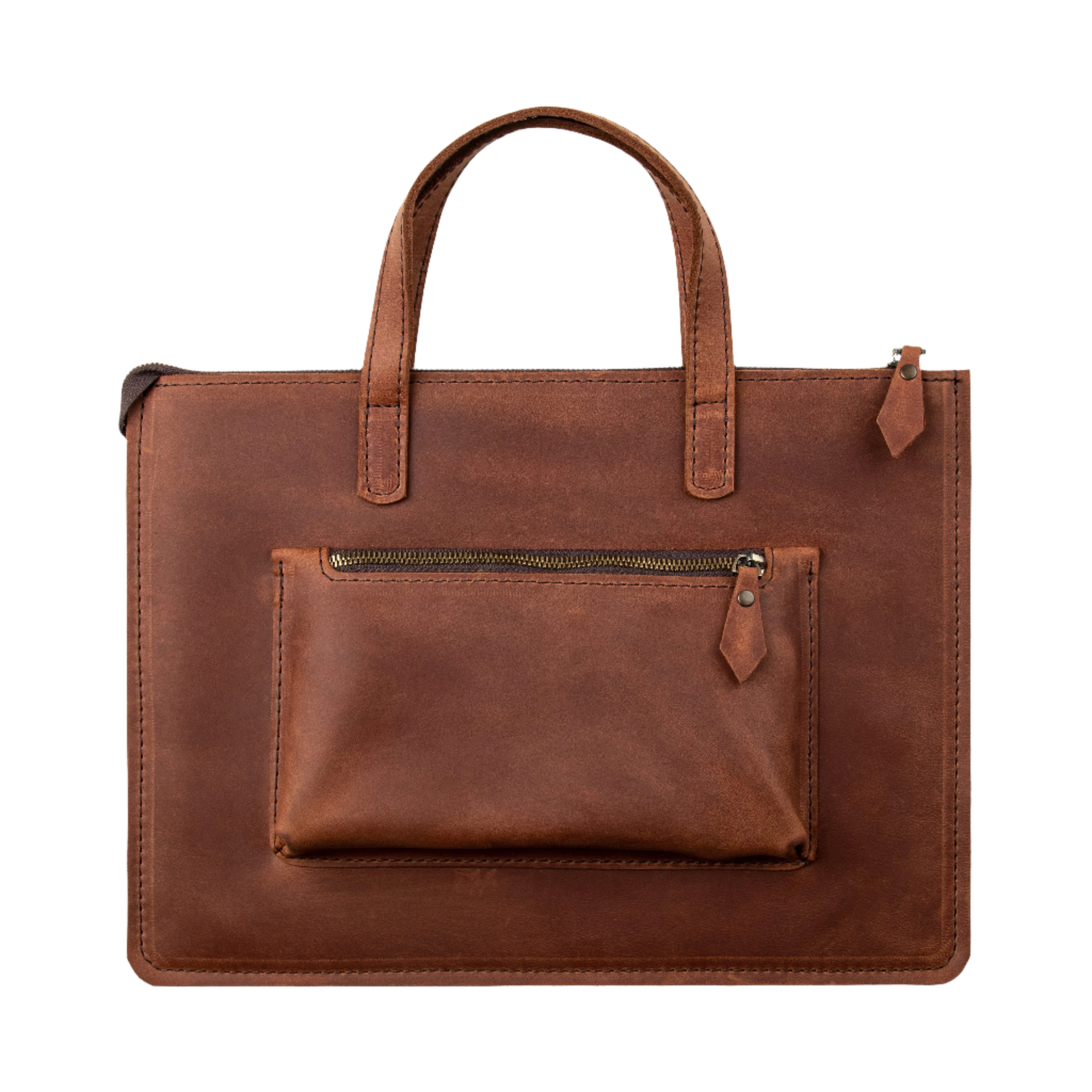 Engraved leather laptop bag