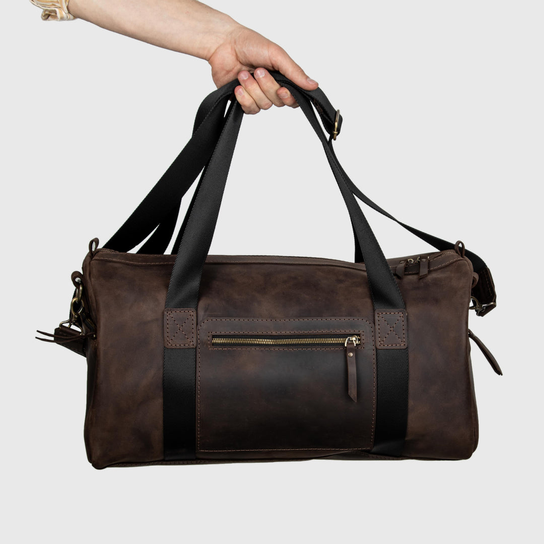 mens unisex leather travel bag