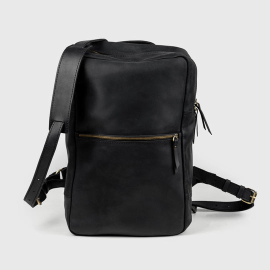 Black Leather Backpack For Men