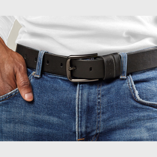 Natural leather belt for men